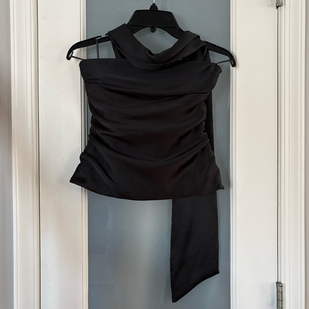 Zara satin black draped tube top with scarf 🔥🔥